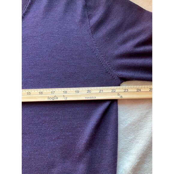 Brooks Brother's Mens Large Sweater Pullover Purple V neck Saxxon Wool Minimali - Picture 4 of 10